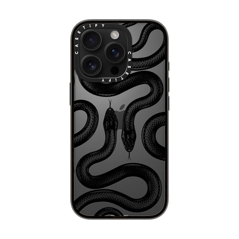 Casetify Compact Case For Iphone 16 Pro [Lightweight / 4 Ft. 2X Military Grade Drop Protection/Slim]   Black Kingsnake   Clear B