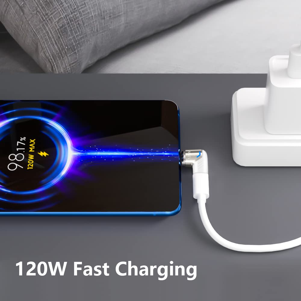 Sheeast Magnetic Usb C Adapter Right Angle 2 Pack 100W Usb C Magnetic Adapter Fast Charging 5Pin 480Mbps Data Transmission, Whit