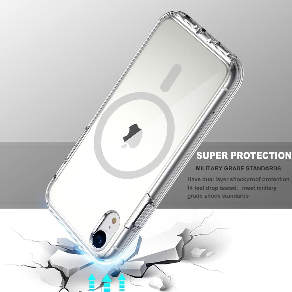 Coolqo Magnetic For Iphone Xr Case, With [2 X Tempered Glass Screen Protector] Clear [Compatible With Magsafe] Hard Pc+Soft Tpu