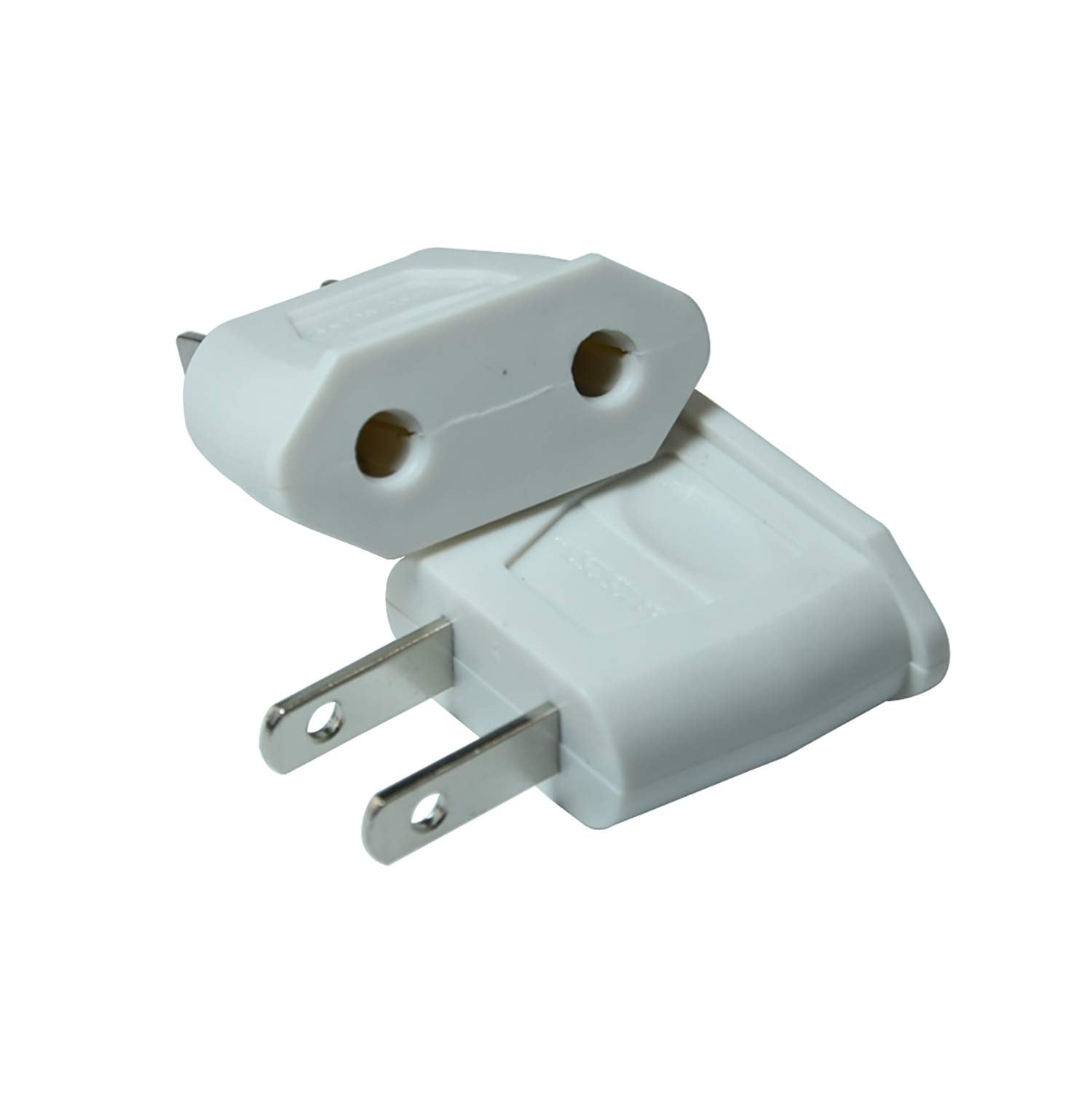 2Pcs/Lot Top Eu Euro Europe To Us American Usa Power Ac Wall Plug Converter Travel Adapter Home Use Adaptor Electrical Socke(Whi