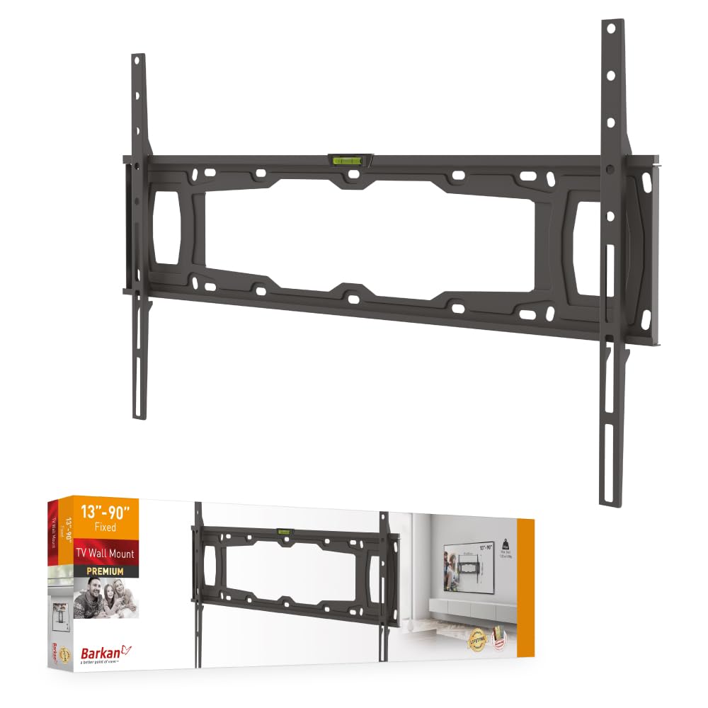 Barkan Tv Wall Mount, 32 90 Inch Fixed Flat/Curved Screen Bracket, Holds Up To 132Lbs, Auto Lock Patented, Very Low Profile, Ext