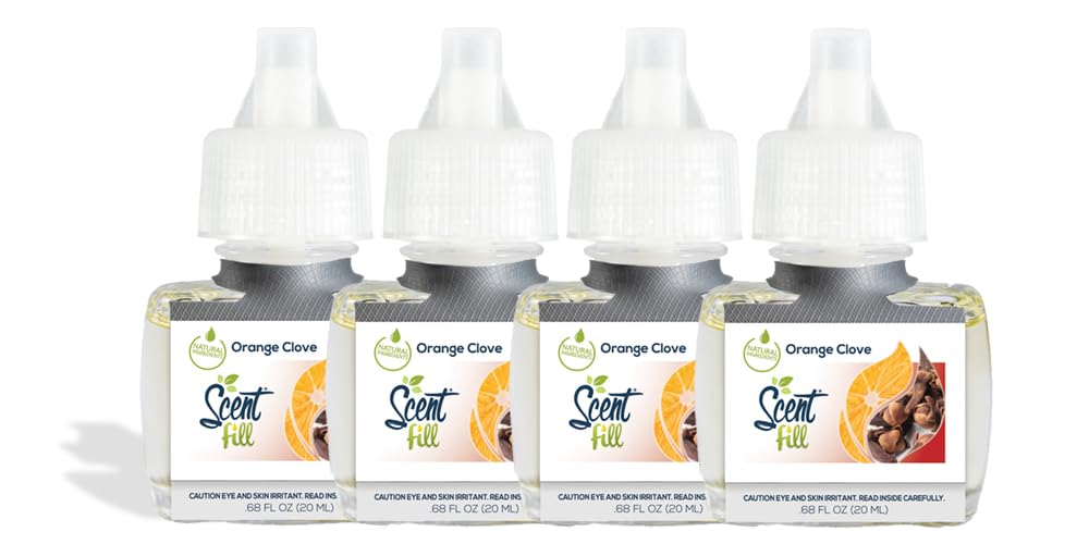 Scent Fill Orange Clove Plug In Air Freshener, 4 Scented Oil Refills