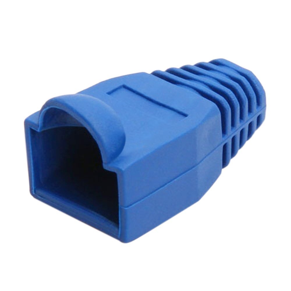 Rilexawhile 100 Pcs Blue Soft Plastic Cat5E Cat6 Ethernet Rj45 Cable Cap Connector Boots Plug Cover Strain Relief Boots (Blue)