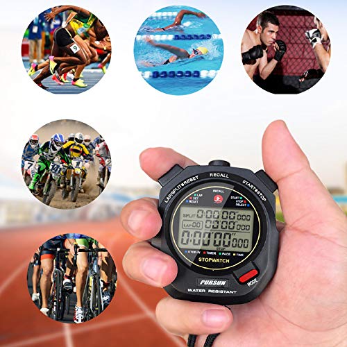 Professional Timer Stopwatch, Digital Sports Stopwatch With Countdown Timer, 100 Lap Memory, 0.01 Second Timing,Water Resistant,
