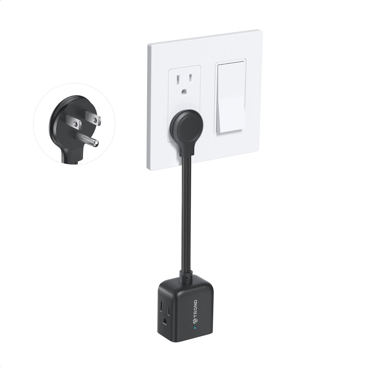 Trond Flat Outlet Extender With 6 Inch Cord   Multi Plug Extension Outlet Splitter, Flat Plug Adapter Wall Extender, Electrical