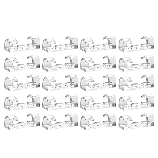 Jankylabh 20 Pieces Wire Organizer Cable Management Clip Desktop Cord Hook With 3M Foam (Transparent)