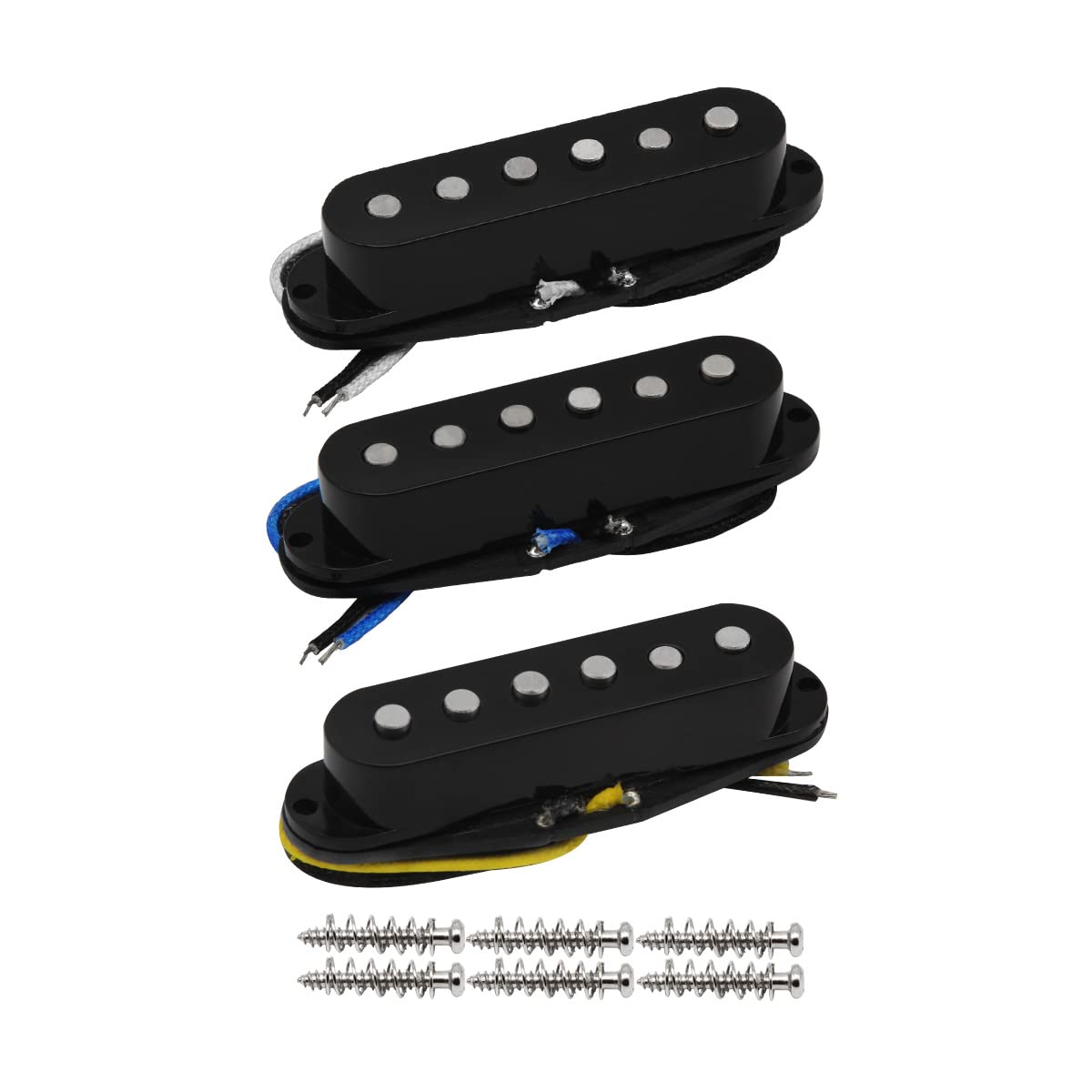 Fleor Single Coil Pickup Alnico 5 Guitar Neck/Middle/Bridge Pickups Set Staggered, Black