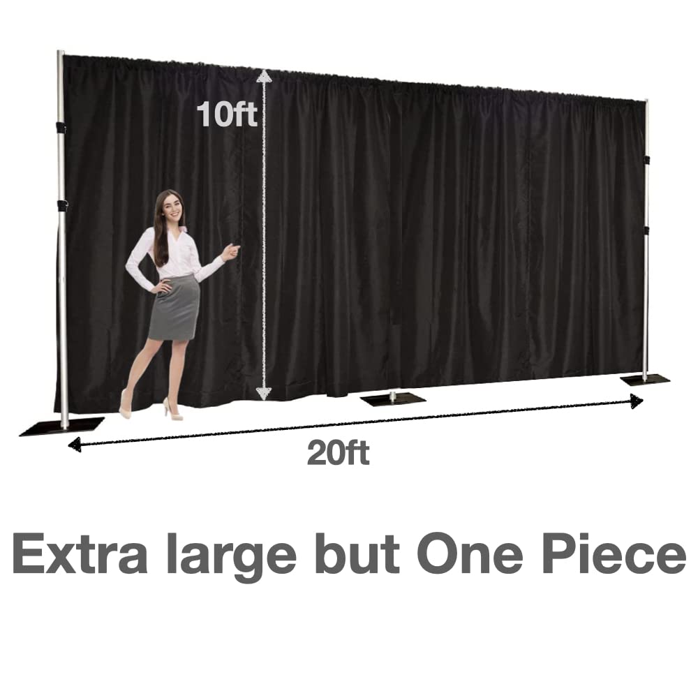 Two Layers Backdrop Made With One Piece Chiffon Tulle & Polyester For Professional Extra Wide Blackout Curtains (Black, 20 X 10