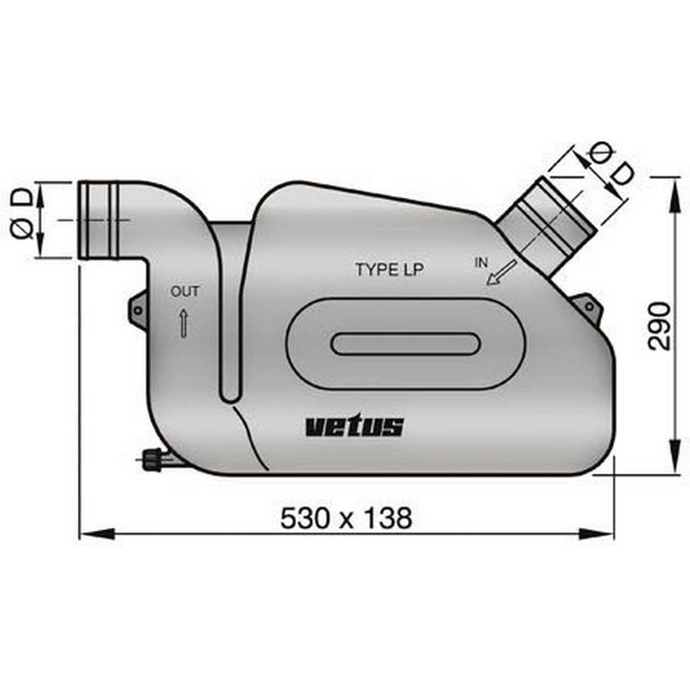 Vetus Nlp60 Plastic Waterlock, 2.4'' Rotatable