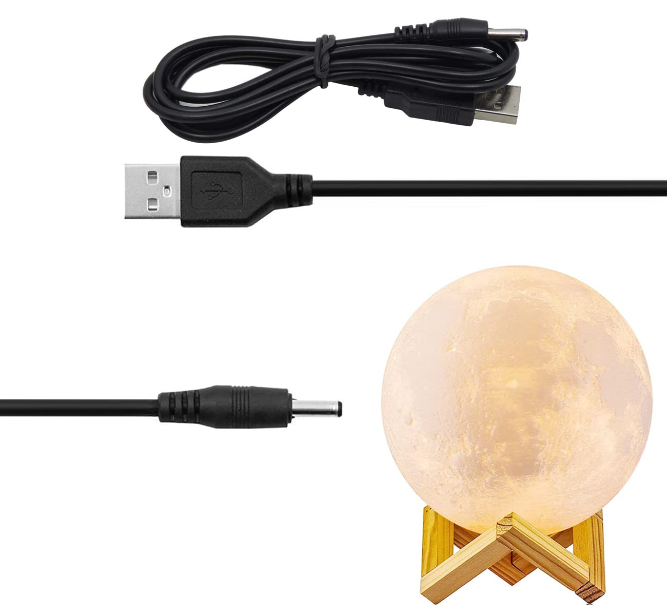 Boda Moon Lamp Charging Cable, Usb Cable Compatible For Brightworld/Hyodream/Segoal/Mydethun/Balkwan Led 3D Star Light (Usb Dc3.