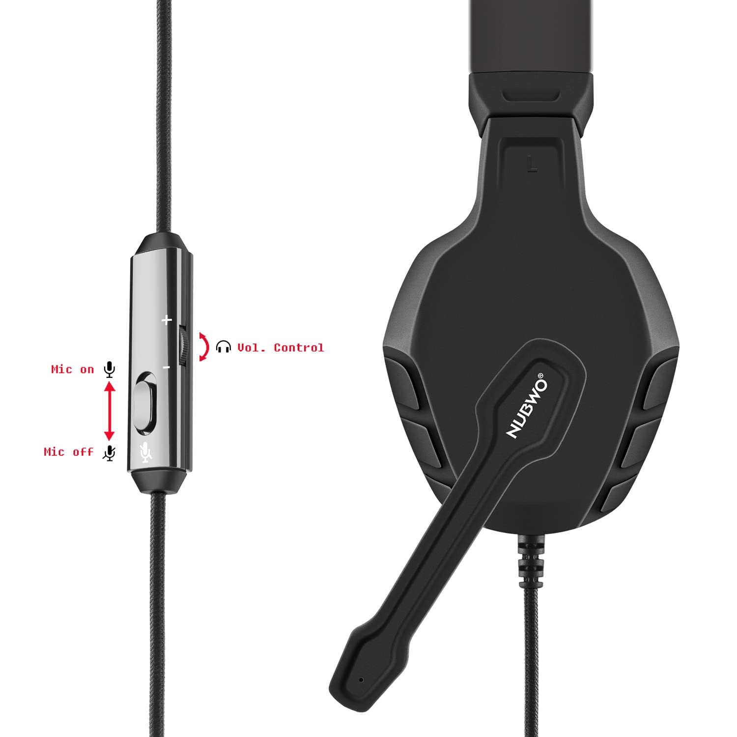 Nubwo U3 3.5Mm Gaming Headset For Pc, Ps4, Ps5, Laptop, Xbox One, Mac, Ipad, Nintendo Switch Games, Computer Game Gamer Over Ear