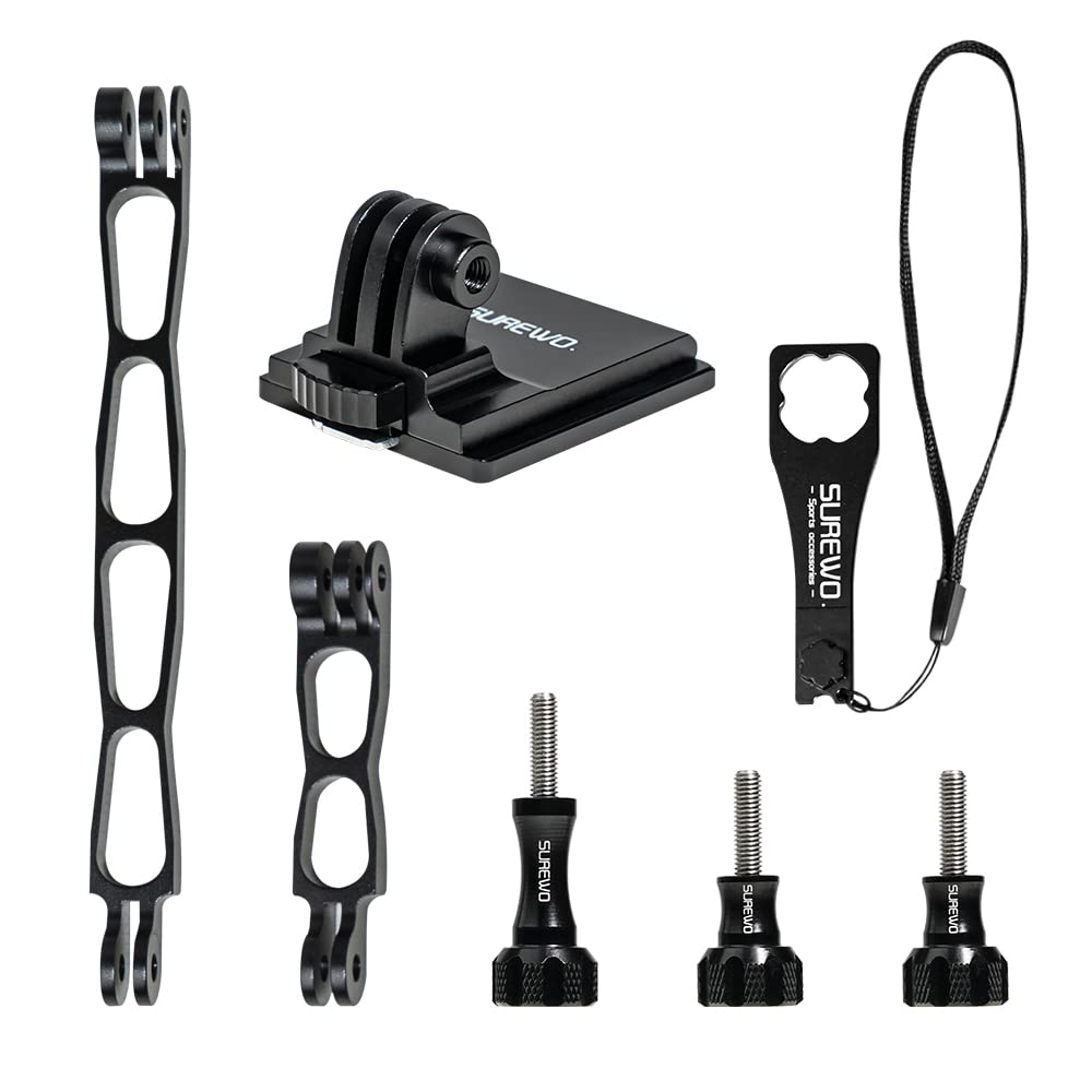 Surewo Aluminum Nvg Helmet Mount Compatible With Go Pro Hero 13 Black,Gopro Hero 12/11/10/9/8/7/(2018)/6/5 Black,Dji Osmo Action 5 Pro/4/3/2 And Most Action Cameras(Nvg+Extension Arm Set)