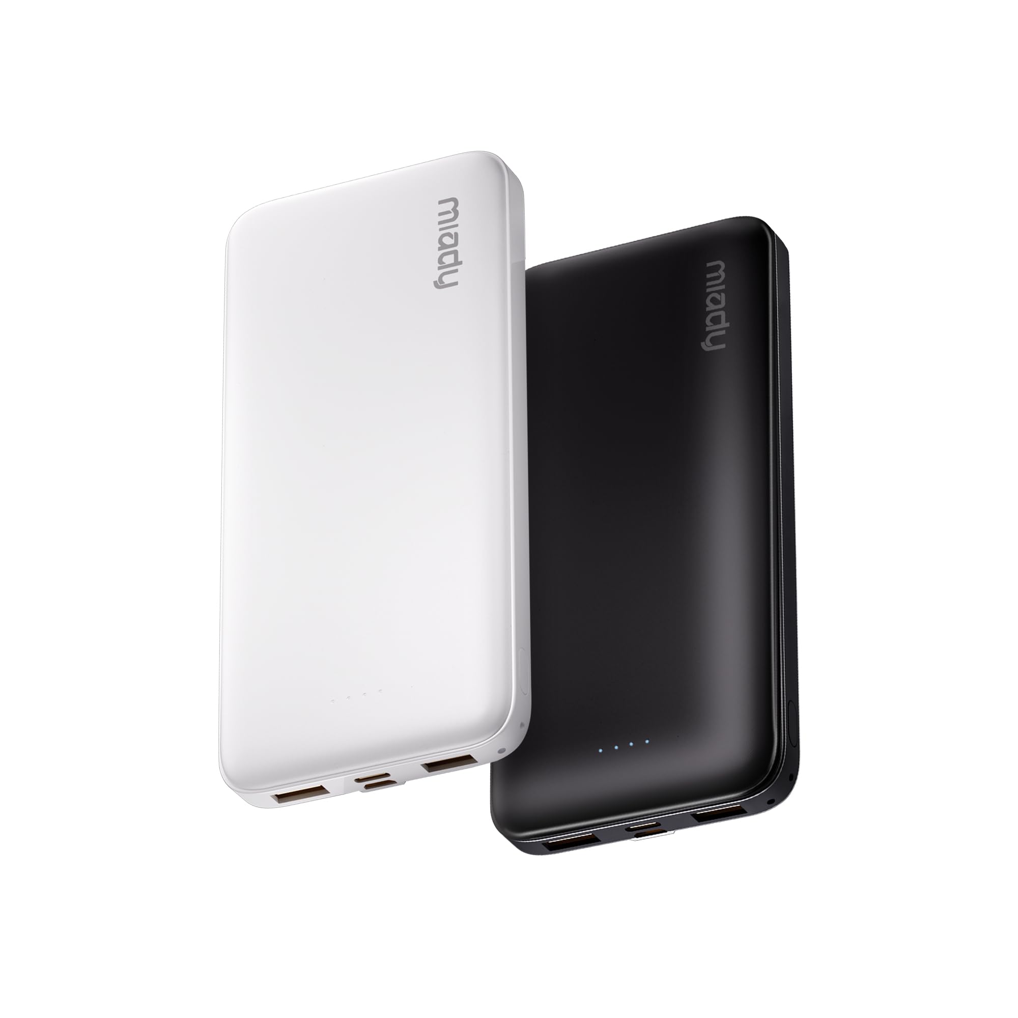 Miady 2-Pack Portable Charger, Slim 10000mAh Power Bank Travel Battery Pack 3 Outputs 2 Inputs Compatible with iPhone 17/16/15/1