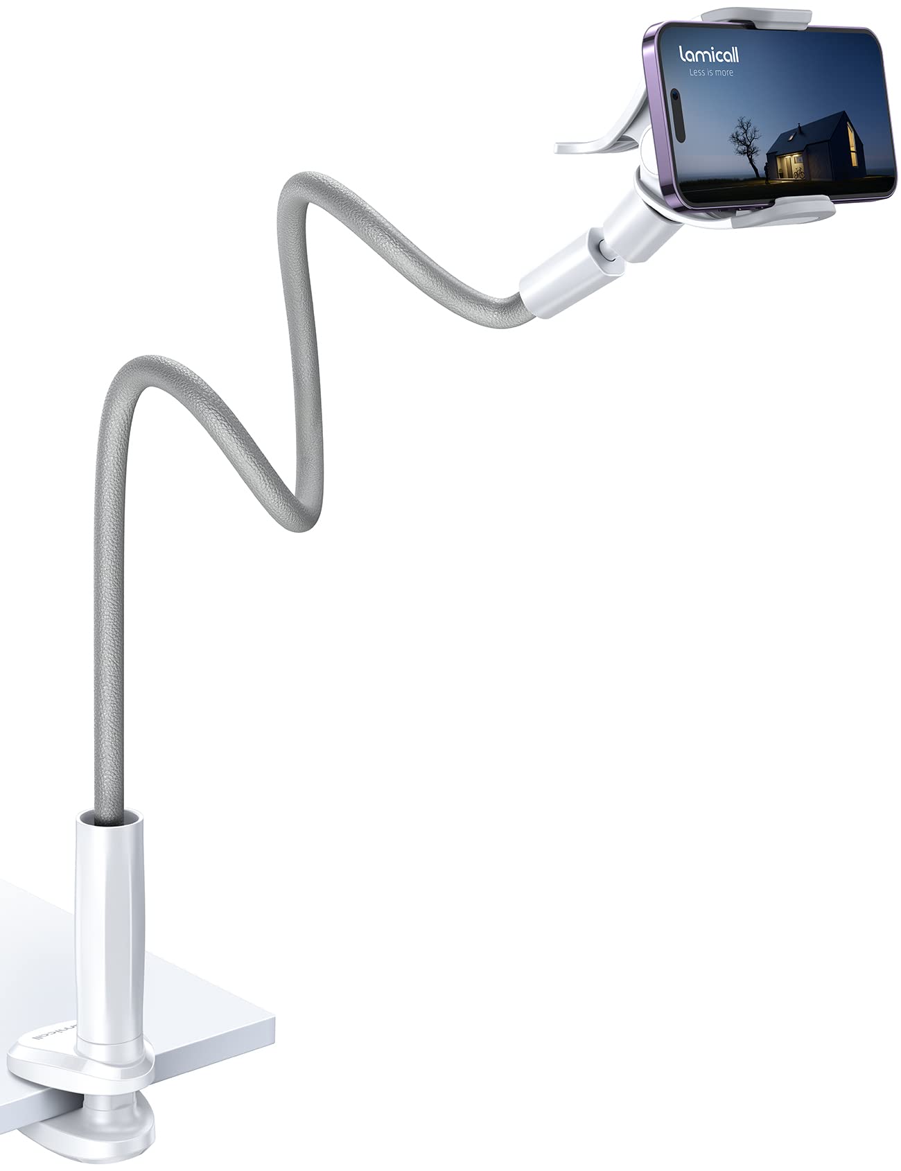 Lamicall Phone Holder Bed Gooseneck Mount, Cell Phone Clamp Clip For Desk, Flexible Long Arm Headboard Bedside Lazy Bracket, Ove