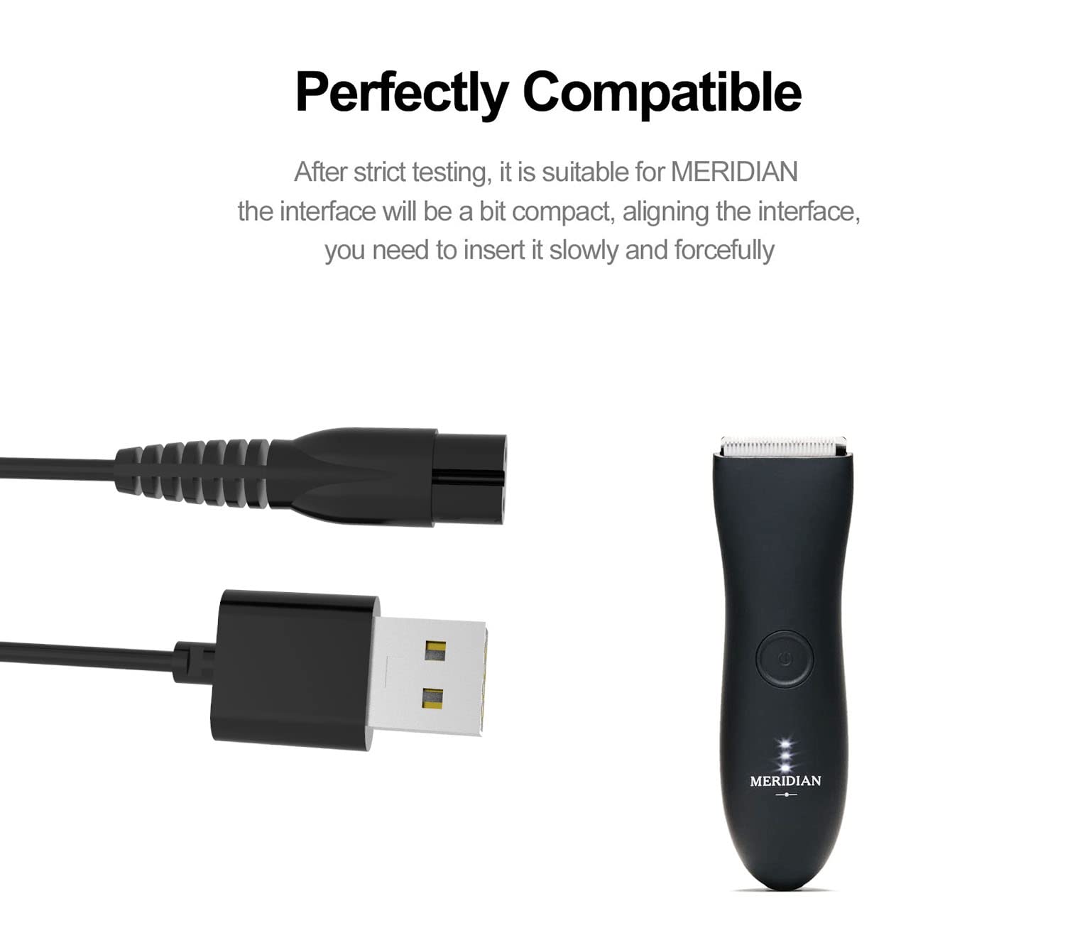 Replacement Charging Cable Fit For Meridian Grooming Electric Shaver Trimmer 5Ft Charger Cable Power Adapter Cord Black