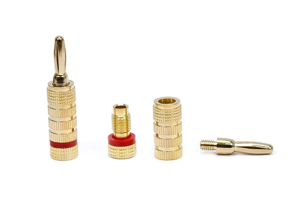 Monoprice Gold Plated Speaker Banana Plugs Closed Screw Type 109436 12-18 AWG 5 Pairs