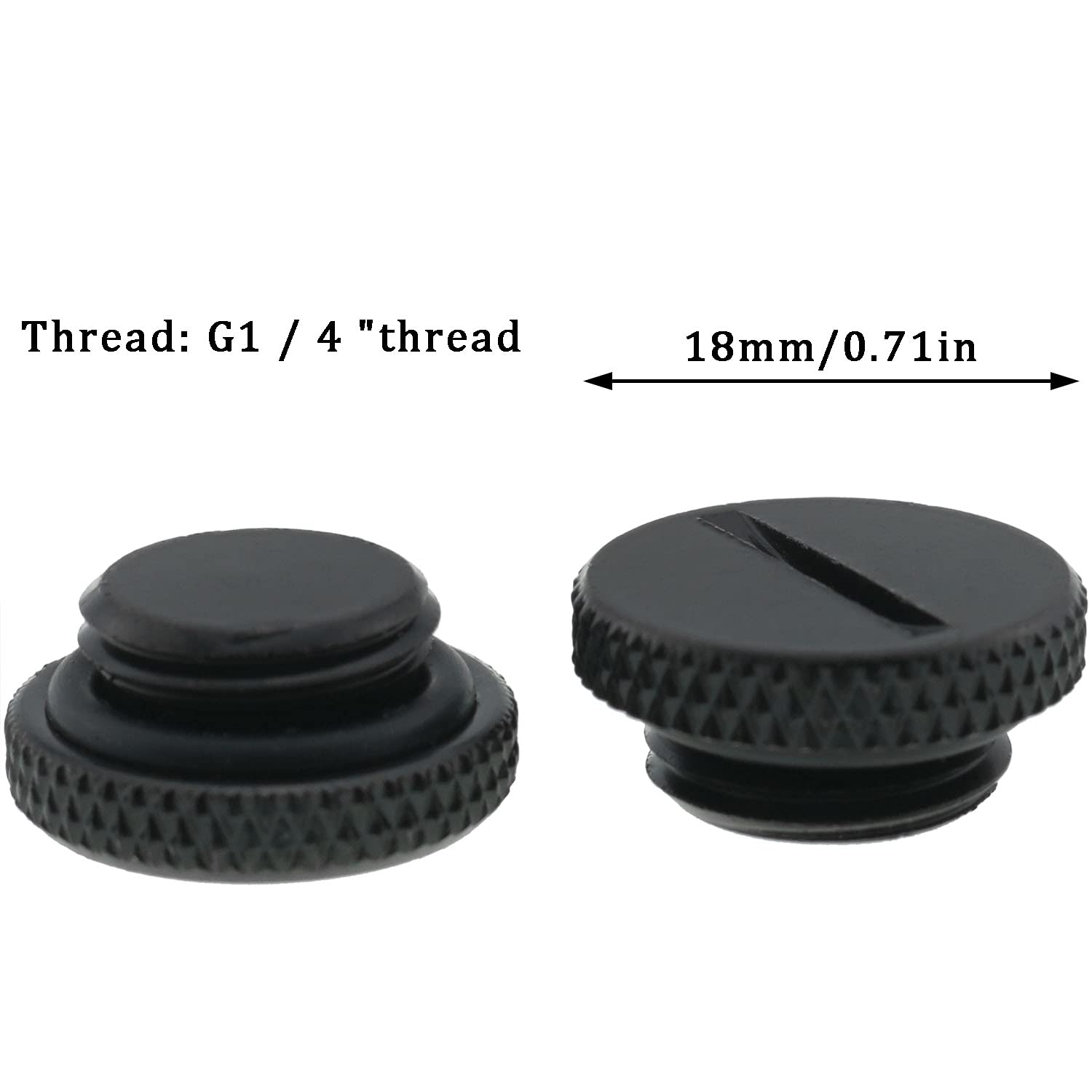Mutai G1/4 Plug 4Pcs G1/4 Inch Water Stopper Black Brass Flat Plug Stop Fitting With O Ring For Pc Water Cooling Systems