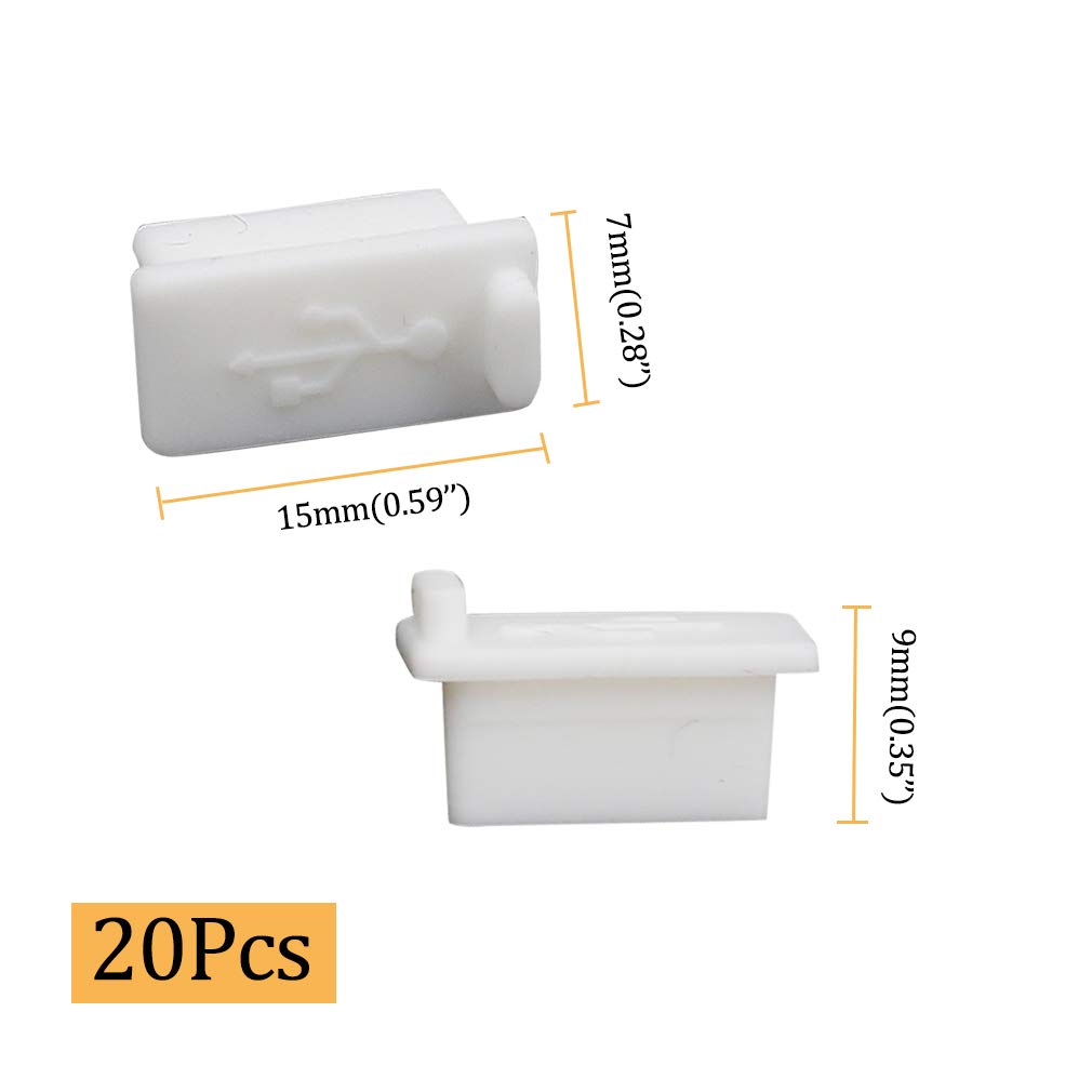 Yoohey 20Pcs Silicone Usb A Type Female Anti Dust Cover Plug Protector Stopper Cover (White)