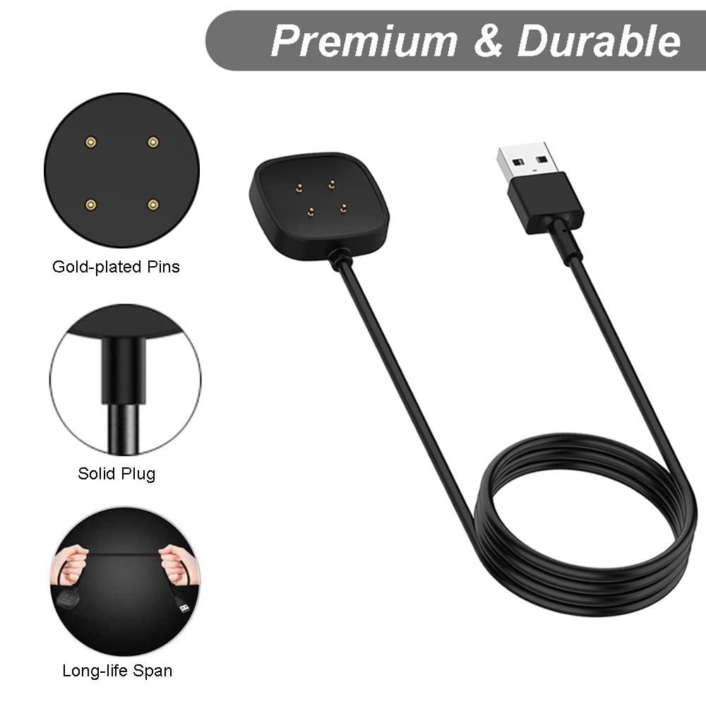Emilydeals Charger For Fitbit Sense/Sense 2/Versa 3/Versa 4, Replacement Usb Charging Cable Cord For Fitbit Smart Watch [3.3Ft/1