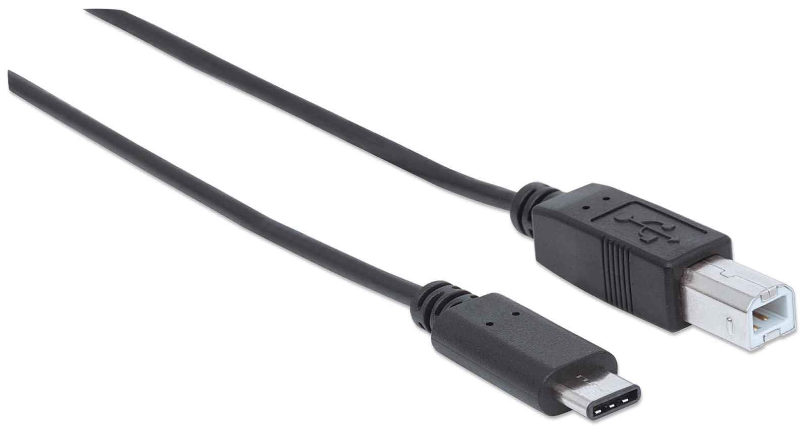 Manhattan Hi-Speed Usb C Device Cable, Usb 2.0, Type-C Male To Type-B Male, 480 Mbps, 1 Meter (3 Feet), Black