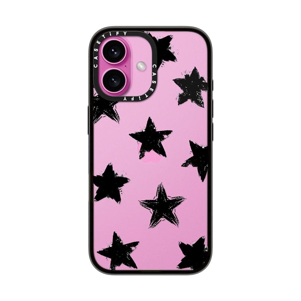 Casetify Compact Case For Iphone 16 [Lightweight / 4 Ft. 2X Military Grade Drop Protection/Slim]   Star Marks   Clear Black