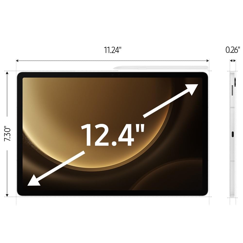 Samsung Galaxy Tab S9 Fe+ Plus W/S-Pen (256Gb, 12Gb, Wi-Fi) 12.4 Wifi 6 Android Tablet, 4K Camera, International Model - X610 (S