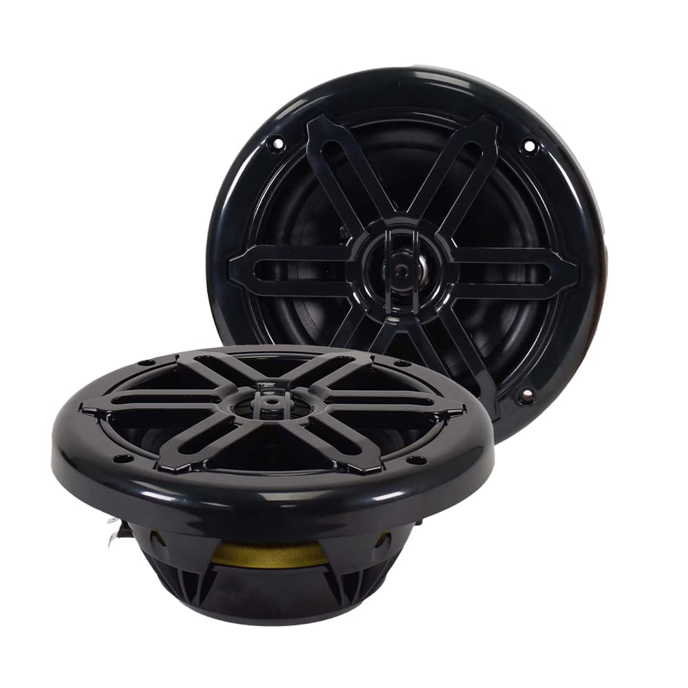 Seismic Audio - Sa-65M01B - Pair Of Black 6.5 Inch 150 Watt 2-Way Waterproof Boat/Marine Speakers - 300 Watts Total