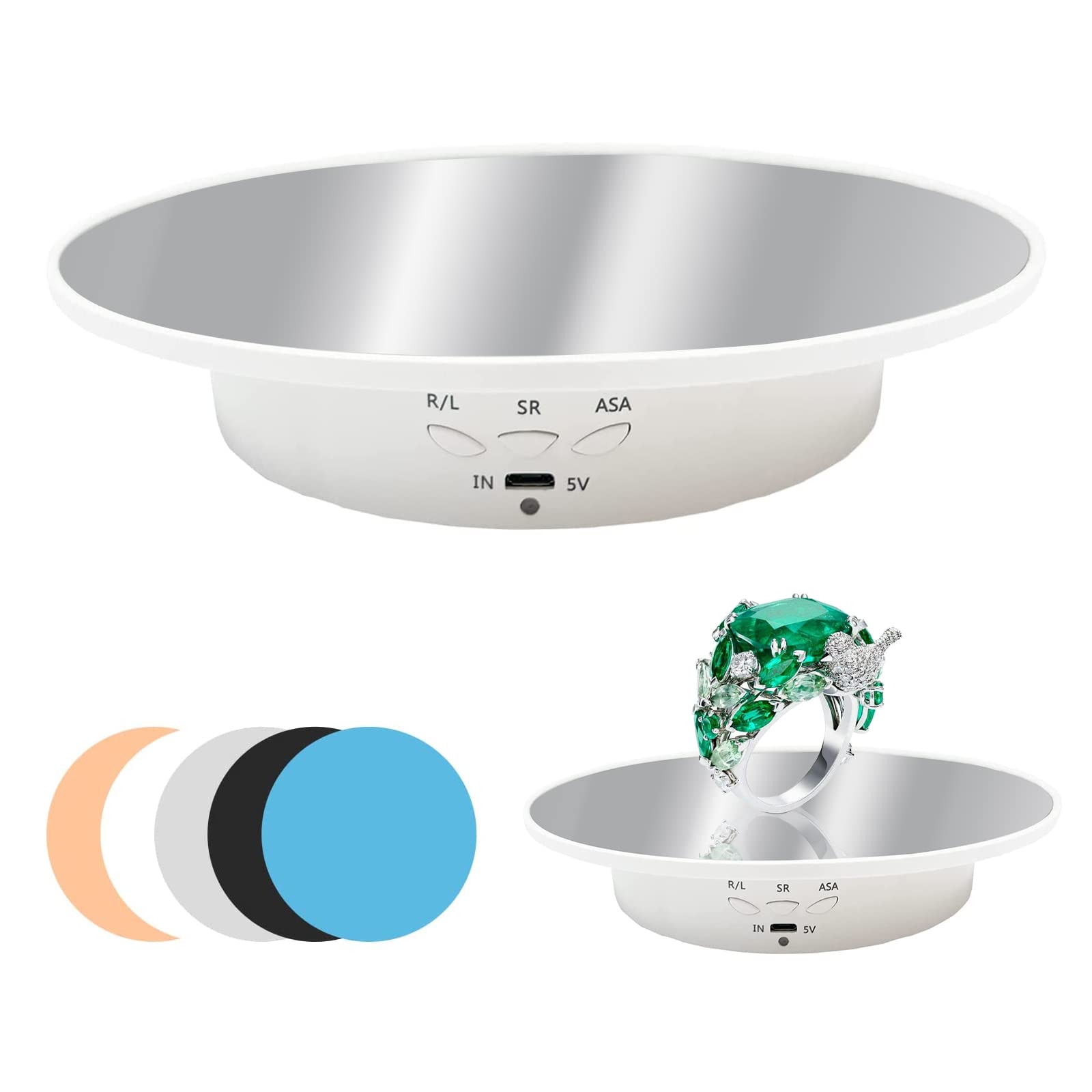 Felrelwel Electric Rotating Display Stand,7.9 Inches Mirror Covered Motorized Spinning Display Turntable For Cake/Jewelry/Photog