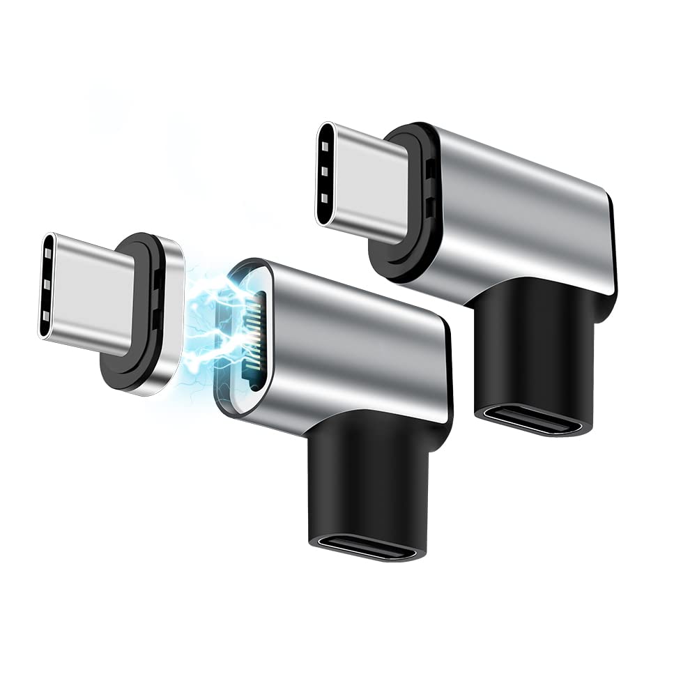 Sheeast Usb C Magnetic Adapter 24 Pin 2 Pack Magnetic Usb C Adapter 24Pins Right Angle Connector 100W Pd Fast Charge 20Gbs Data