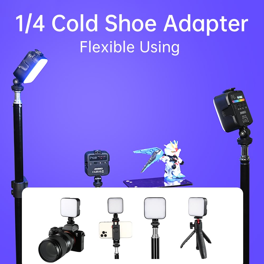 Jinbei P6 Bi Color Mini Video Light Led Camera Light 2700K 7500K With 4 Cold Shoe Mount Cri 95+ 2000Mah Rechargeable Portable Ph