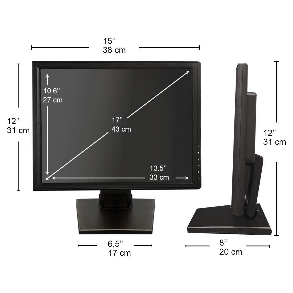 Angel Pos 1006017 17 Inch Pos Tft Lcd Touchscreen Monitor, Black