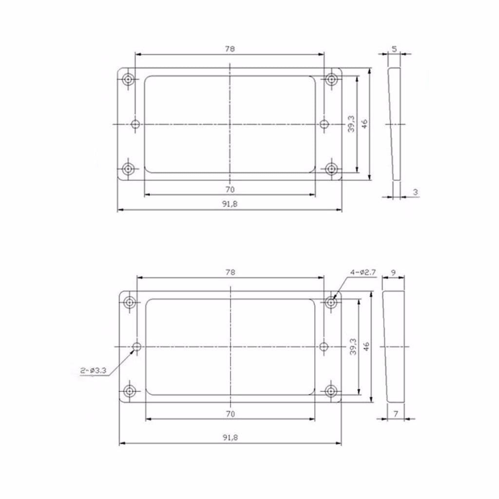 Dopro Set Of 2 Plastic Humbucker Pickup Ring Mounting Frame - Curved Bottom 3 * 5 For Neck And 7 * 9 For Bridge - White
