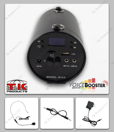 Voicebooster Voice Amplifier & Mp3 Player 25Watts Black Mr Ak38 By Tk Products,Portable, For Teachers, Coaches, Tour Guides, Presentations, Costumes, Etc.