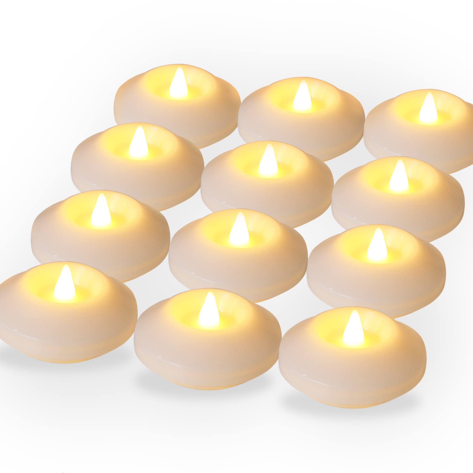 Ardux 12 Pcs Led Floating Candles   3 Inch Flameless Plastic Floating Tea Lights For Bathtub Swimming Pool Vase Centerpiece Deco