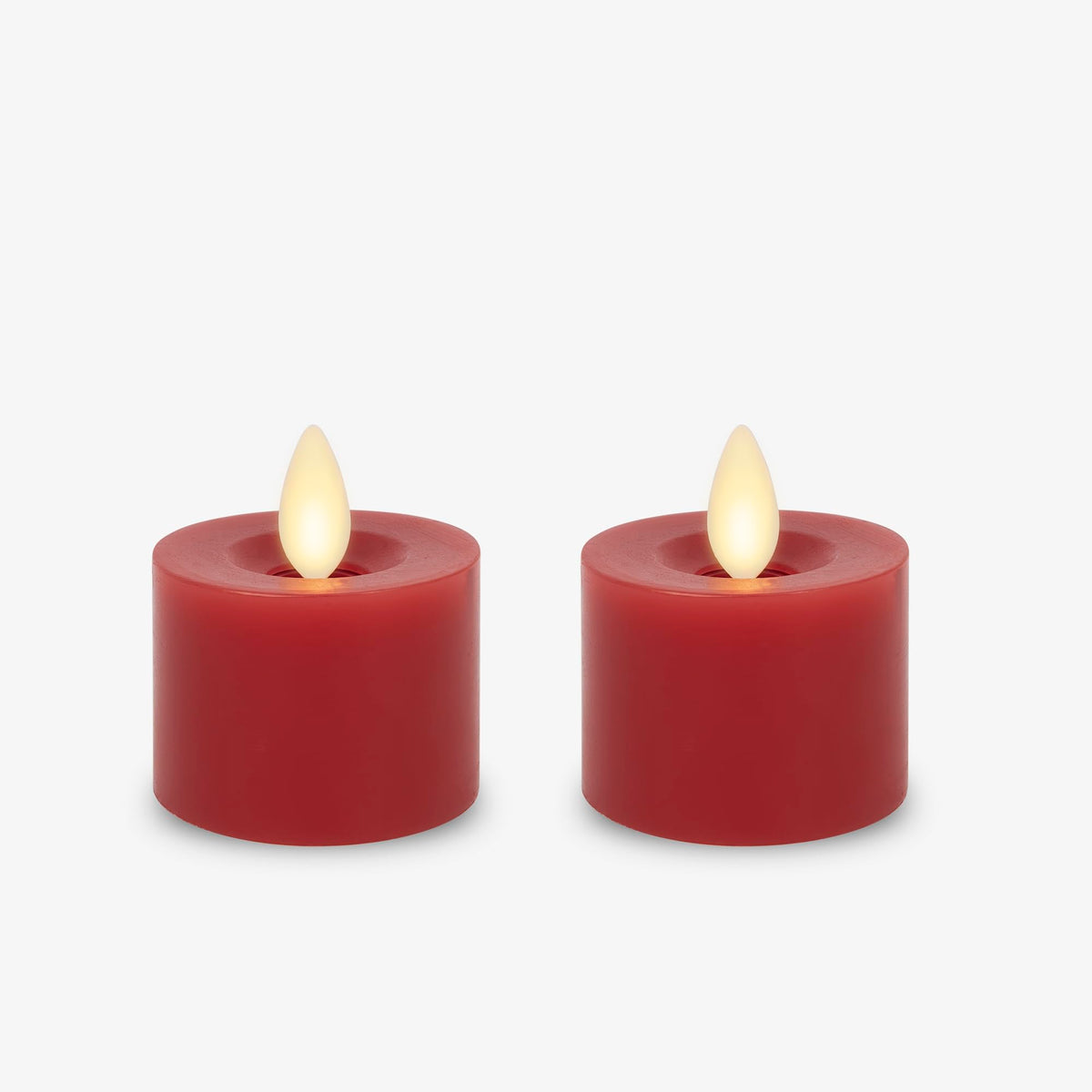 Luminara 2-Pack Moving Flame Led Flameless Tealight (2'' X 2'') Battery Operated Plastic Led Flameless Tea Light (Holiday Red)