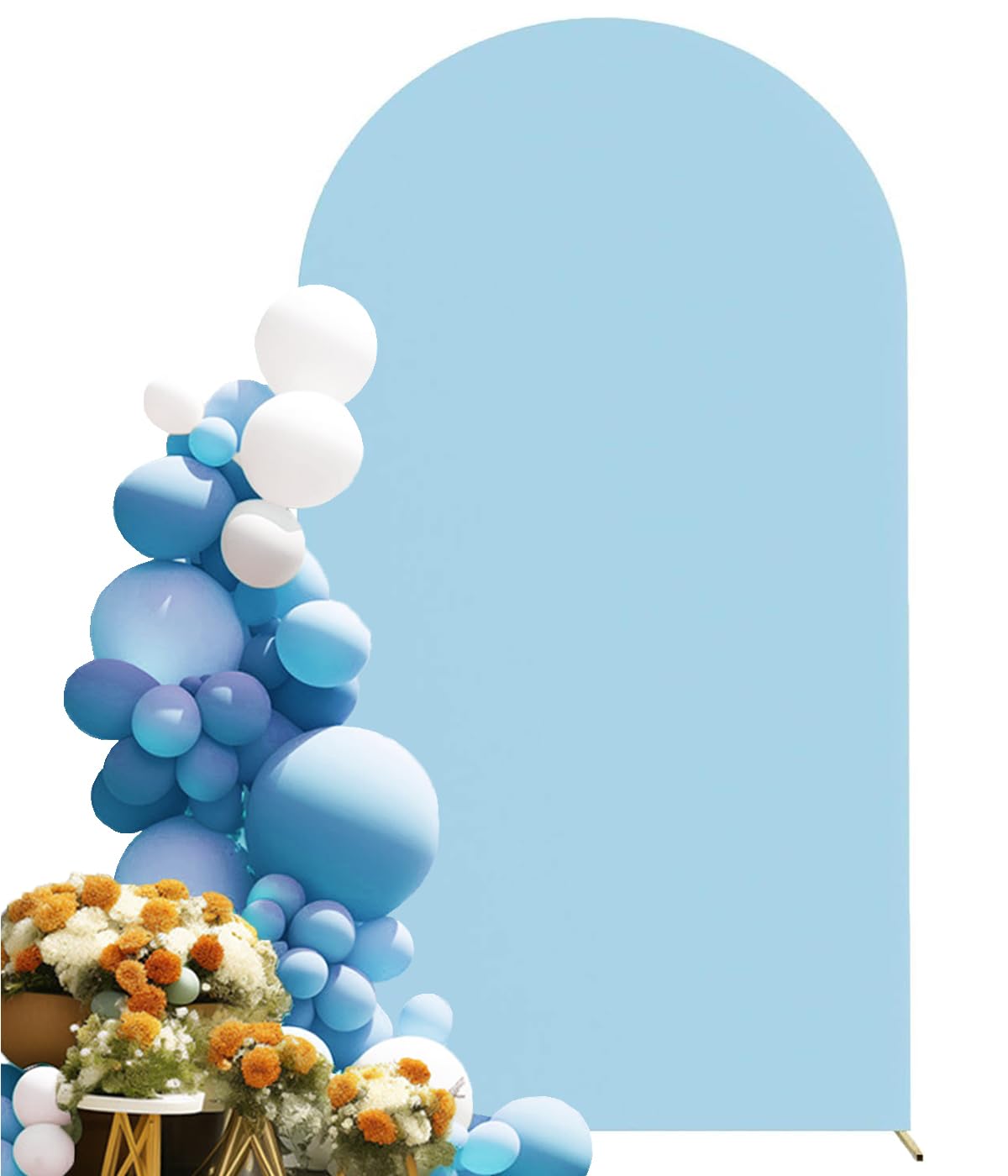 Spandex Fitted Baby Blue 6.6Ft Arch Backdrop Cover   Jkdmjf Round Top Chiara Backdrop Cover For Wedding Birthday Party Engagemen