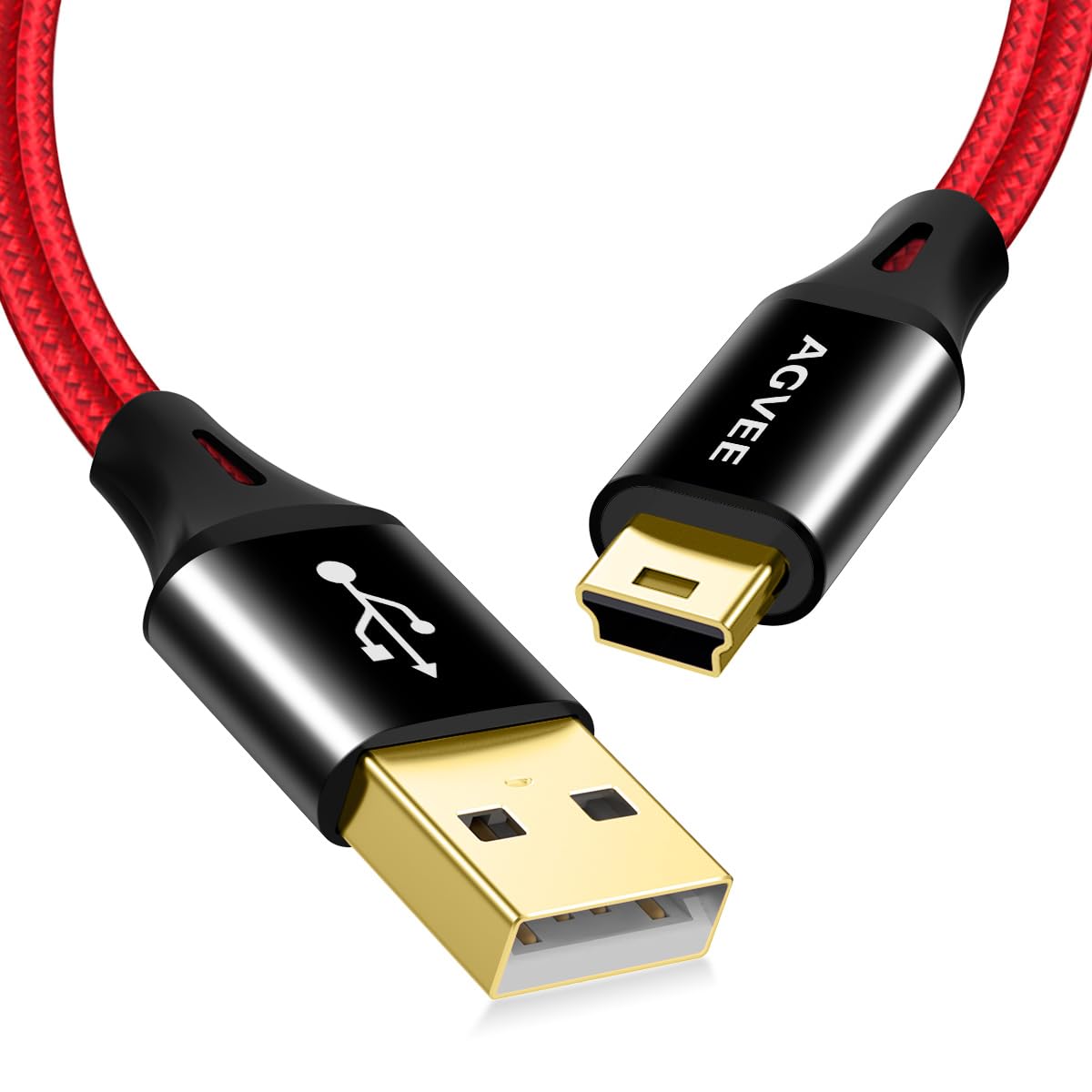 AGVEE 2 Pack 6.6ft Mini USB Cable, Durable USBA to MiniB Data and Charger