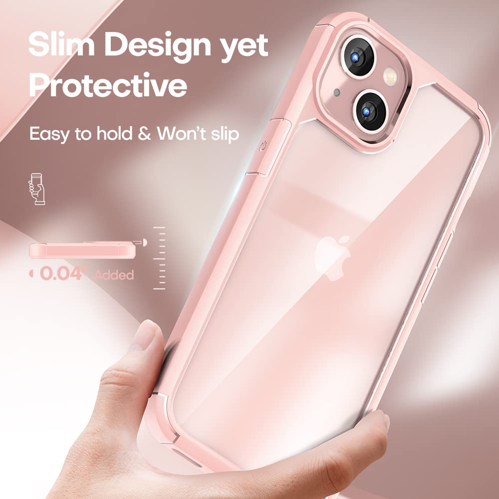 Tauri 3 In 1 For Iphone 13 Case Pink, [Military Grade Drop Protection] Slim Shockproof Phone Lanyard Case 6.1 Inch