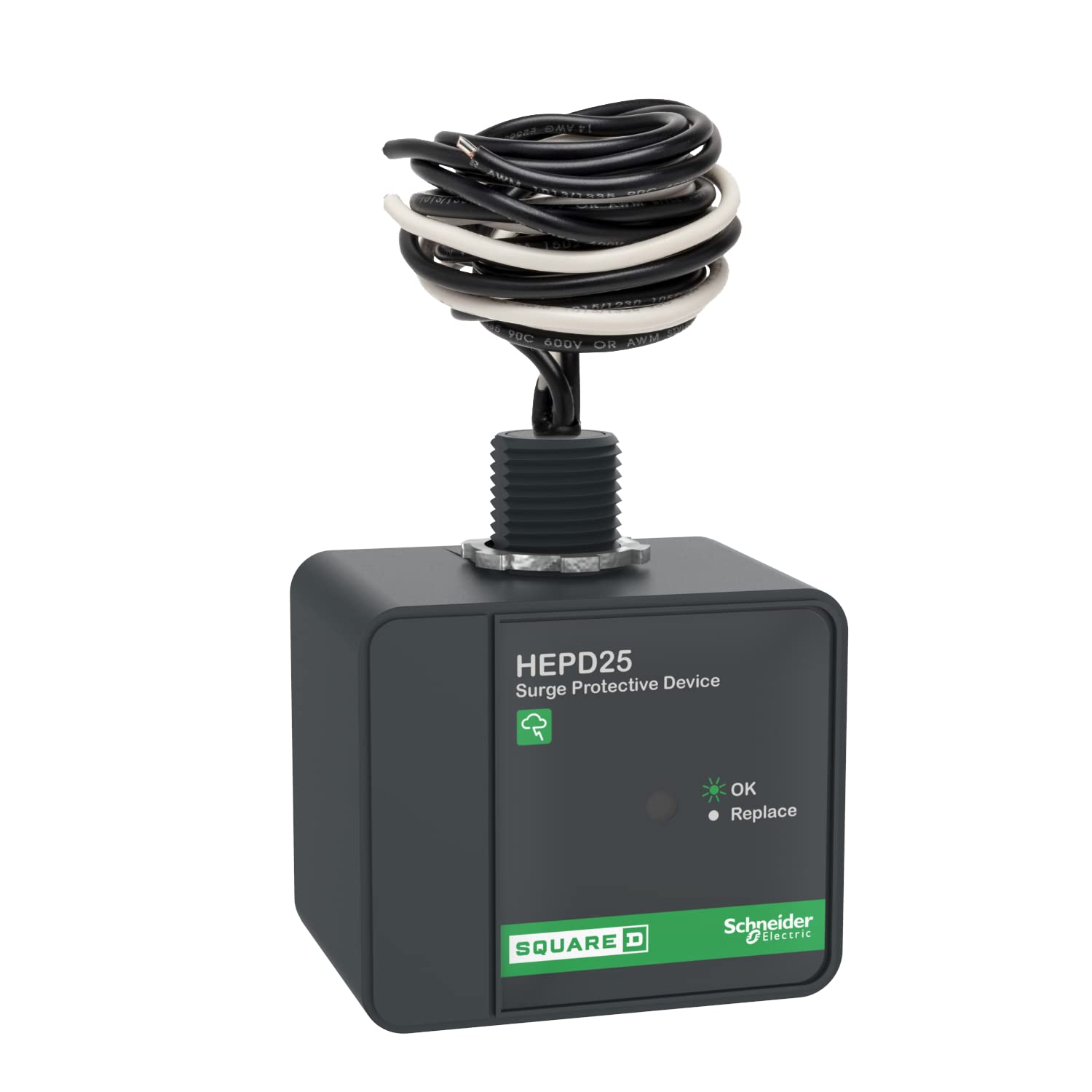 Square D By Schneider Electric Hepd25 Universal Whole House Surge Protection Device, 1 Phase, 3 Wire For 120/240V, 25Ka, Black
