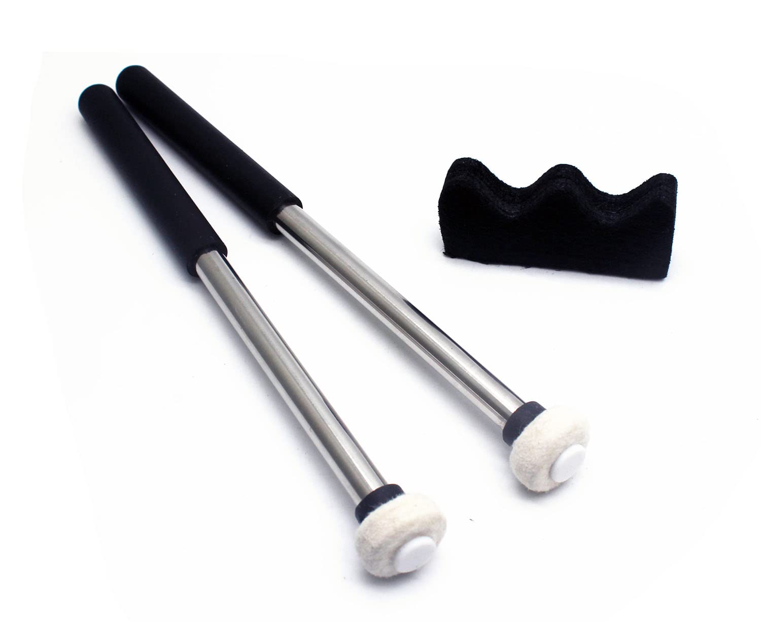 Tuoren 1 Pair Tongue Drum Mallets With Bracket Handpan Drum Sticks Rubber Mallet Percussion Instrument Accessory (Type B)