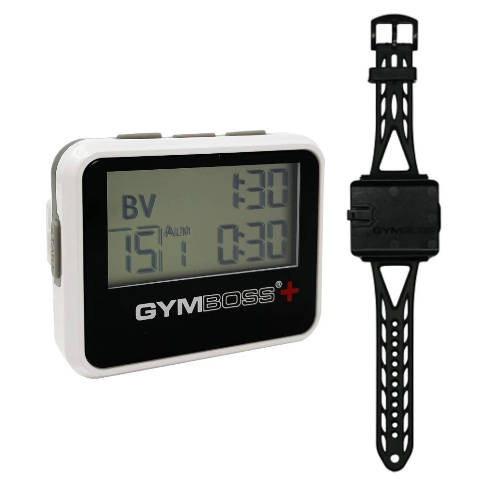 Gymboss Plus Interval Timer And Stopwatch And Gymboss Watchstrap   Bundle (White/Gray)