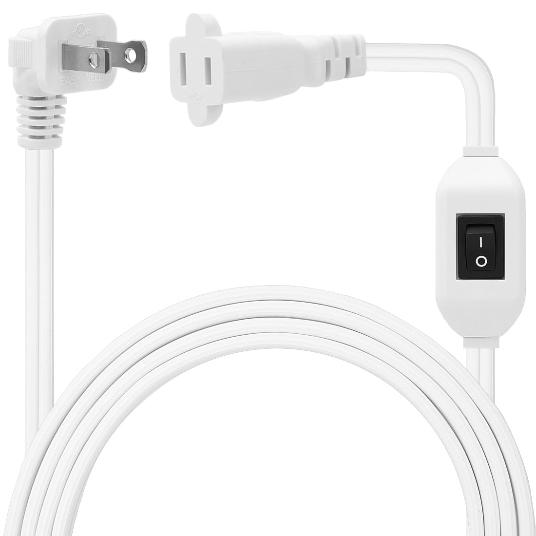 [6 Feet] On Off Switch Extension Cord, Right Angle 2 Prong Polarized Extension Cord With On Off Inline Switch 12A 125V For Your