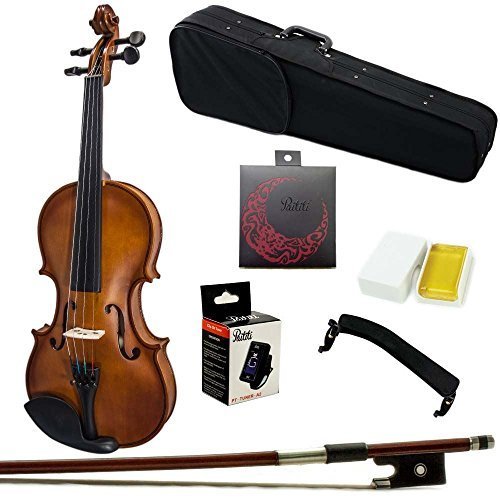Paititi 12 Size Artist 100 Student Violin Starter Kit With Brazilwood Bow Lightweight Case, Shoulder Rest, Extra Strings And Ros