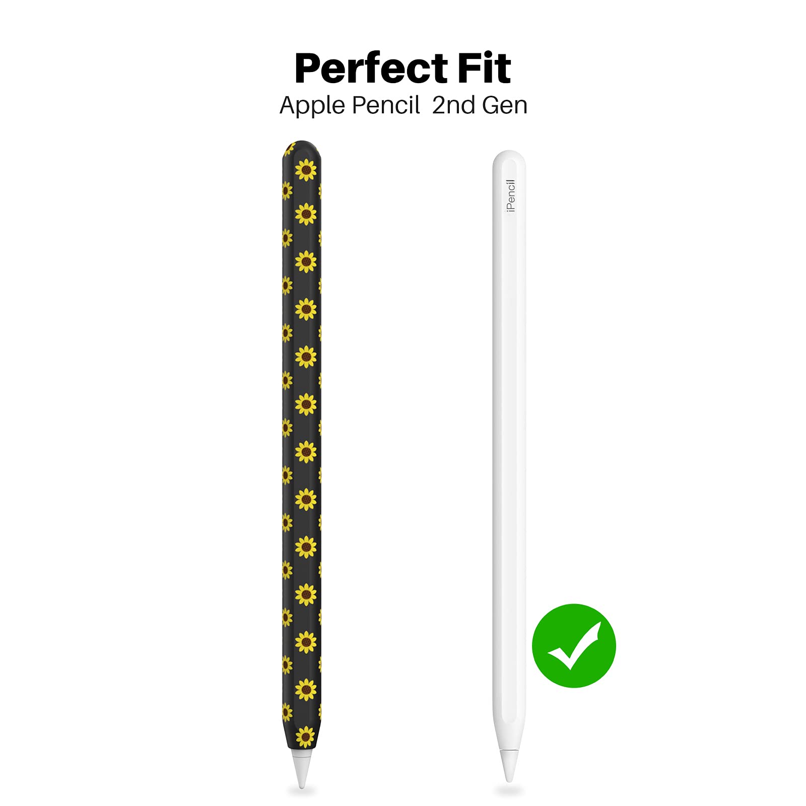 Niutrendz Sunflower Case For Apple Pencil 2Nd Generation Case Cover Silicone Protective Sleeve Accessories With 10Pcs Apple Penc