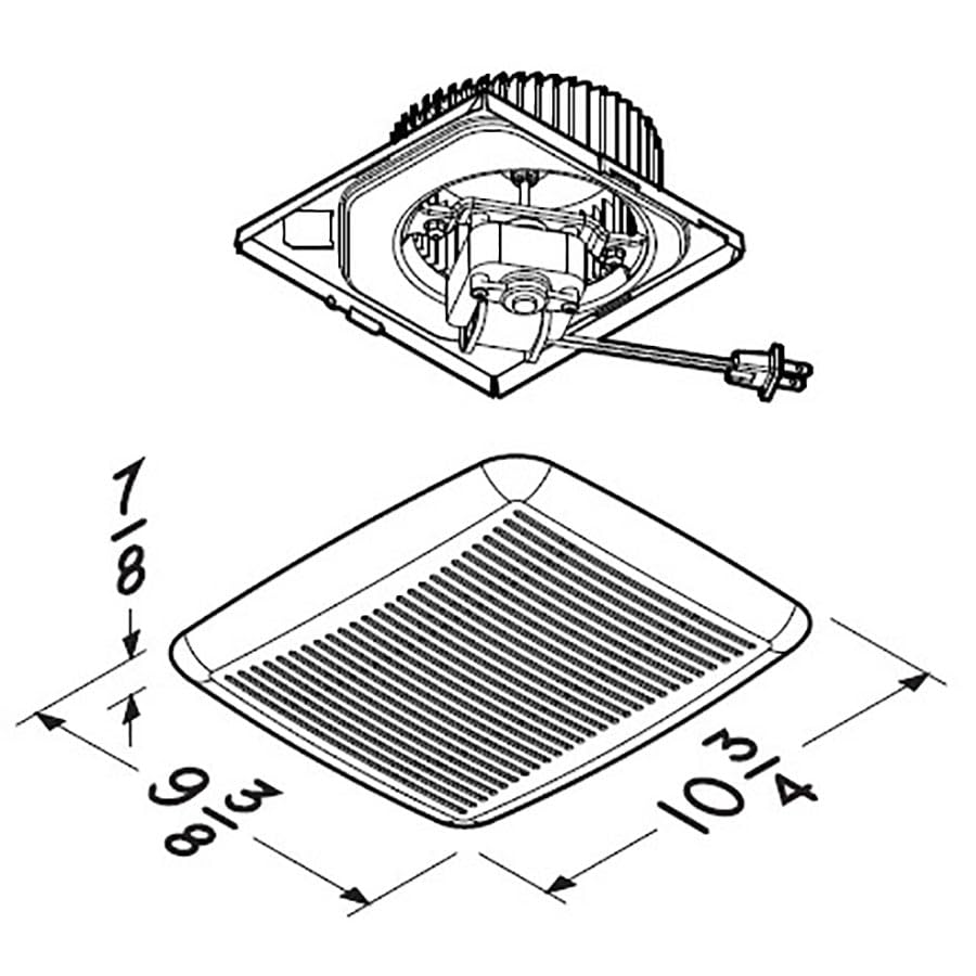 Broan Nutone Bkr60 Quickkit Ultra Quiet Bath Fan Replacement Motor And Cover/Grille, 60 Cfm, 20% More Power, White