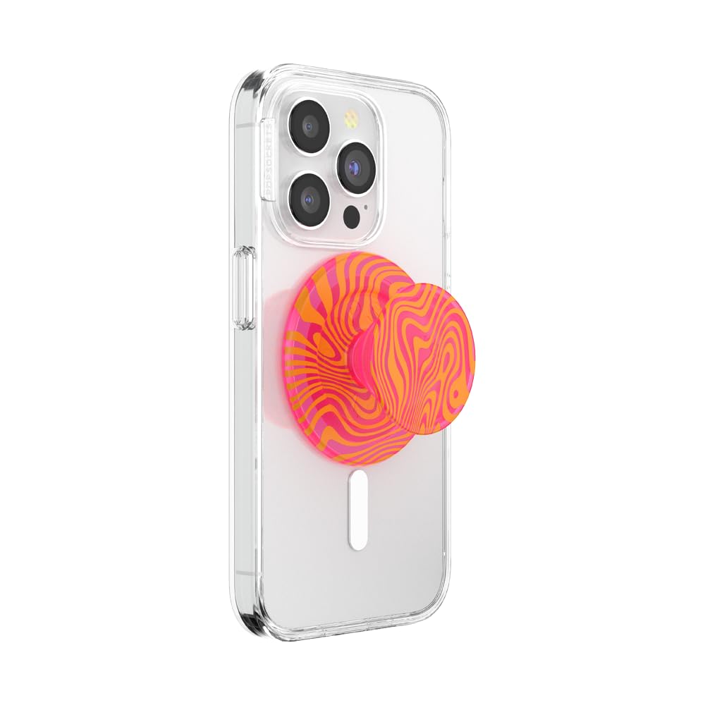PopSockets Phone Grip for MagSafe, Magnetic Holder, Phone Stand - Swirl Aviation Orange
