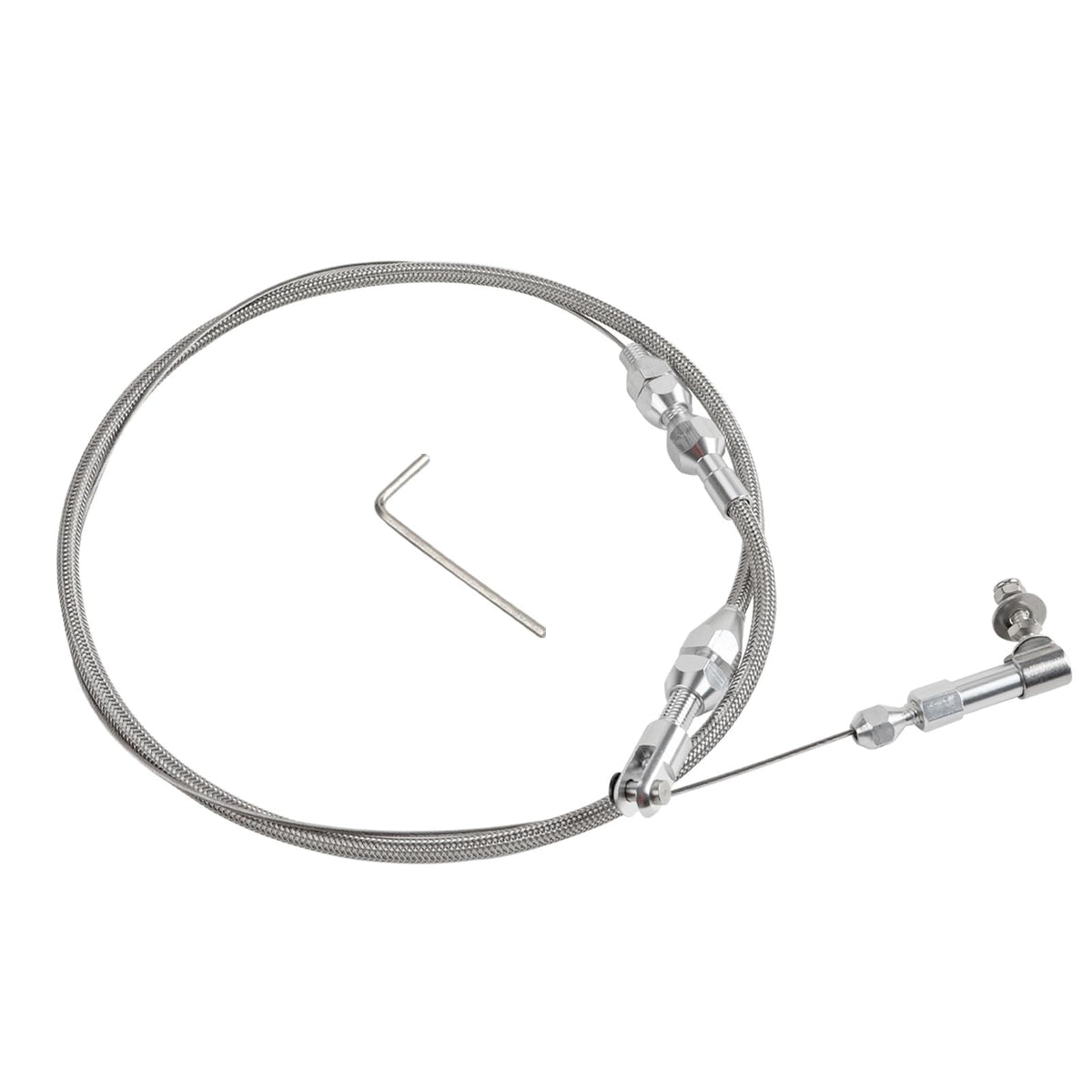 24'' Hi-Tech Universal Throttle Cable Kit Braided Stainless Steel With Aluminum Fittings Ferrules, Replacement Accelerator Cable
