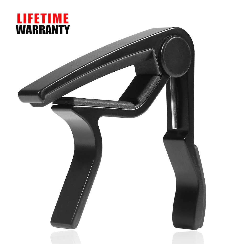 Wingo Guitar Capo For Acoustic And Electric Guitars With 5 Picks For Free, Black.