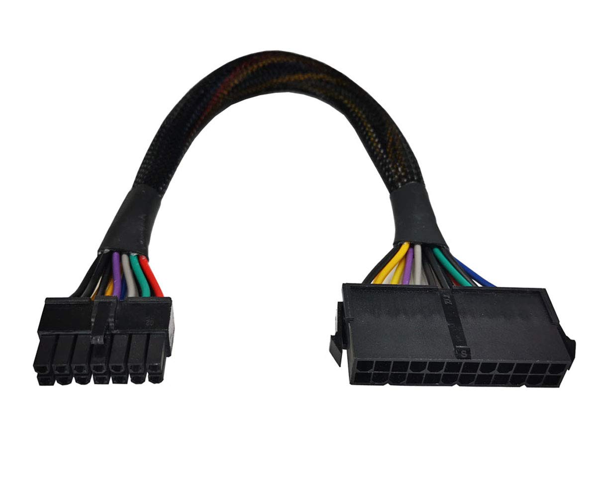 Zlksker 24 Pin To 14 Pin Power Supply Cable With Sleeve 12 Inches, 18Awg, Atx Psu Main Power Adapter Cord, Plug & Play For Lenov