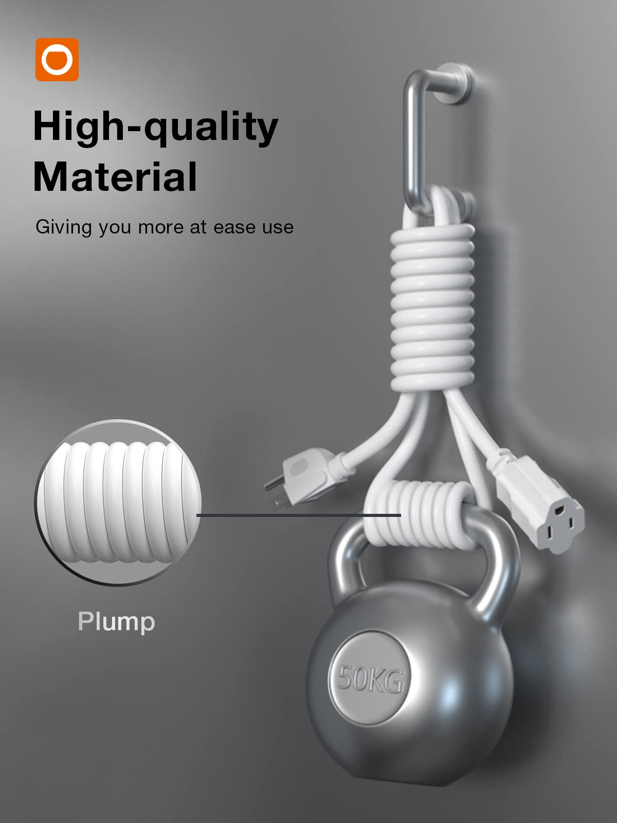 50 Feet Outdoor Extension Cord Waterproof, White Extreme All Weather 16 Gauge Extensions Cord With Covers, Flexible 100% Copper